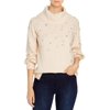 Karl Lagerfeld Paris Womens Embellished Cowl Neck Sweater Beige L