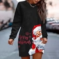 thumbnail image 1 of Birdeem Robes de Mode pour Femmes Imprimé de Noël Manches Longues Col Rond Chandail en Molleton Court, 1 of 1
