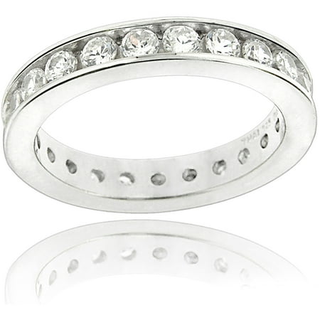 Zirconia Ice Swarovski Zirconia Sterling Silver Eternity Ring Band