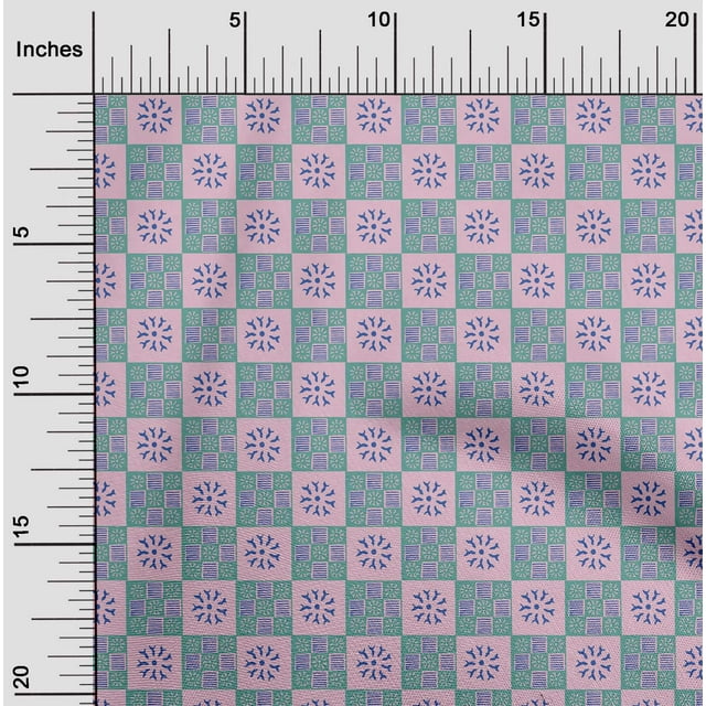 oneOone Cotton Poplin Fabric Geometric & Floral Block Print Sewing Fabric BTY 56 Inch Wide