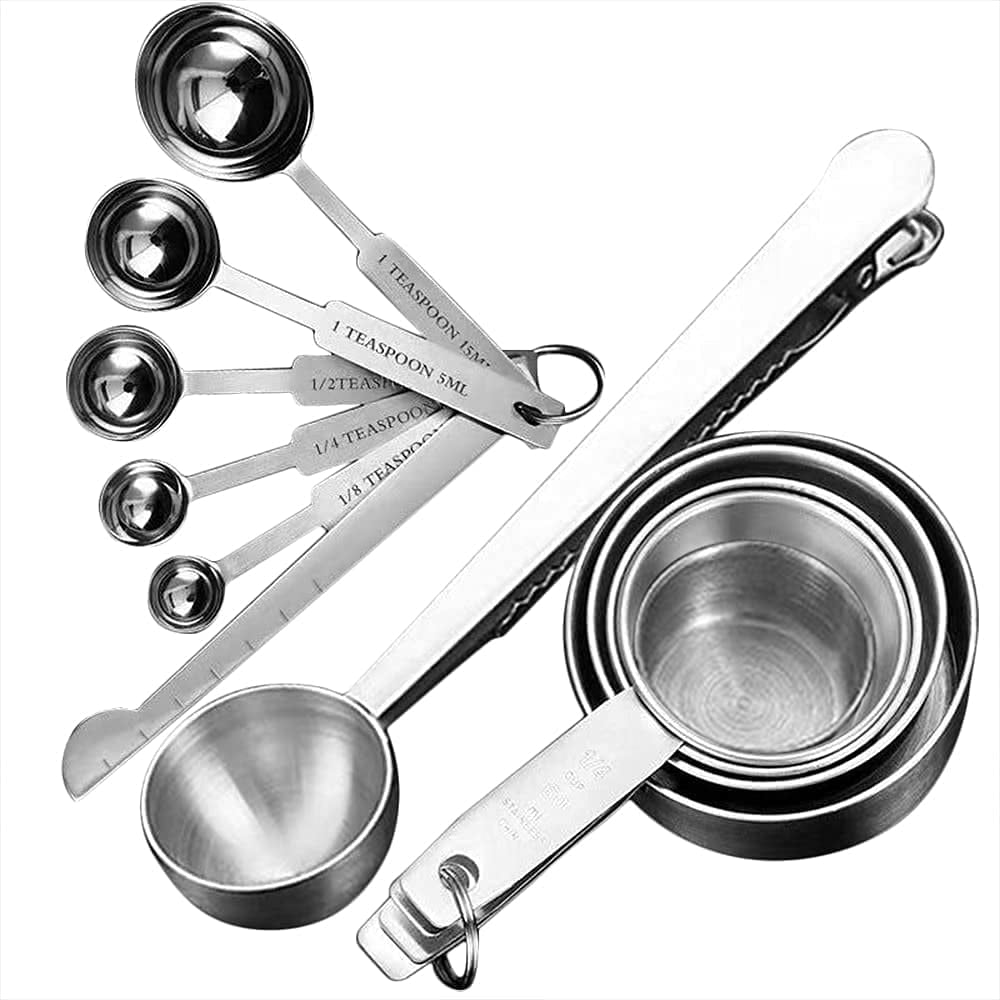 1pc Stainless Steel Measuring Spoon Set With Bag Clip, Used For