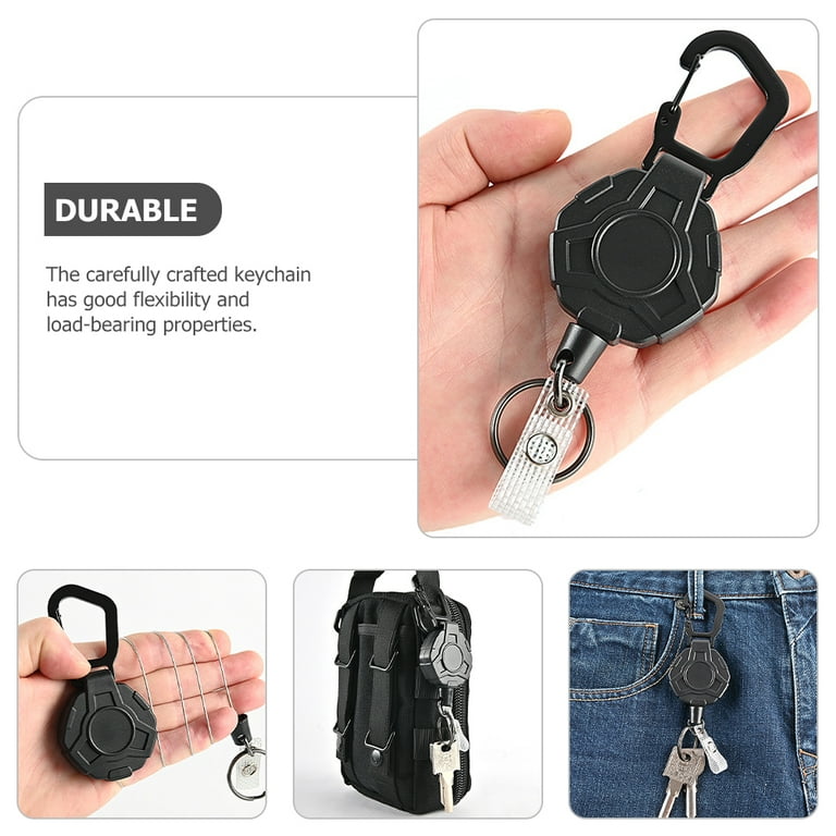 Baade Keychains Key Ring Retractable Buckle Keys Storage Ring Keychain Reel Retractable Keychain Easy to Buckle ABS Stainless Steel, Women's, Size