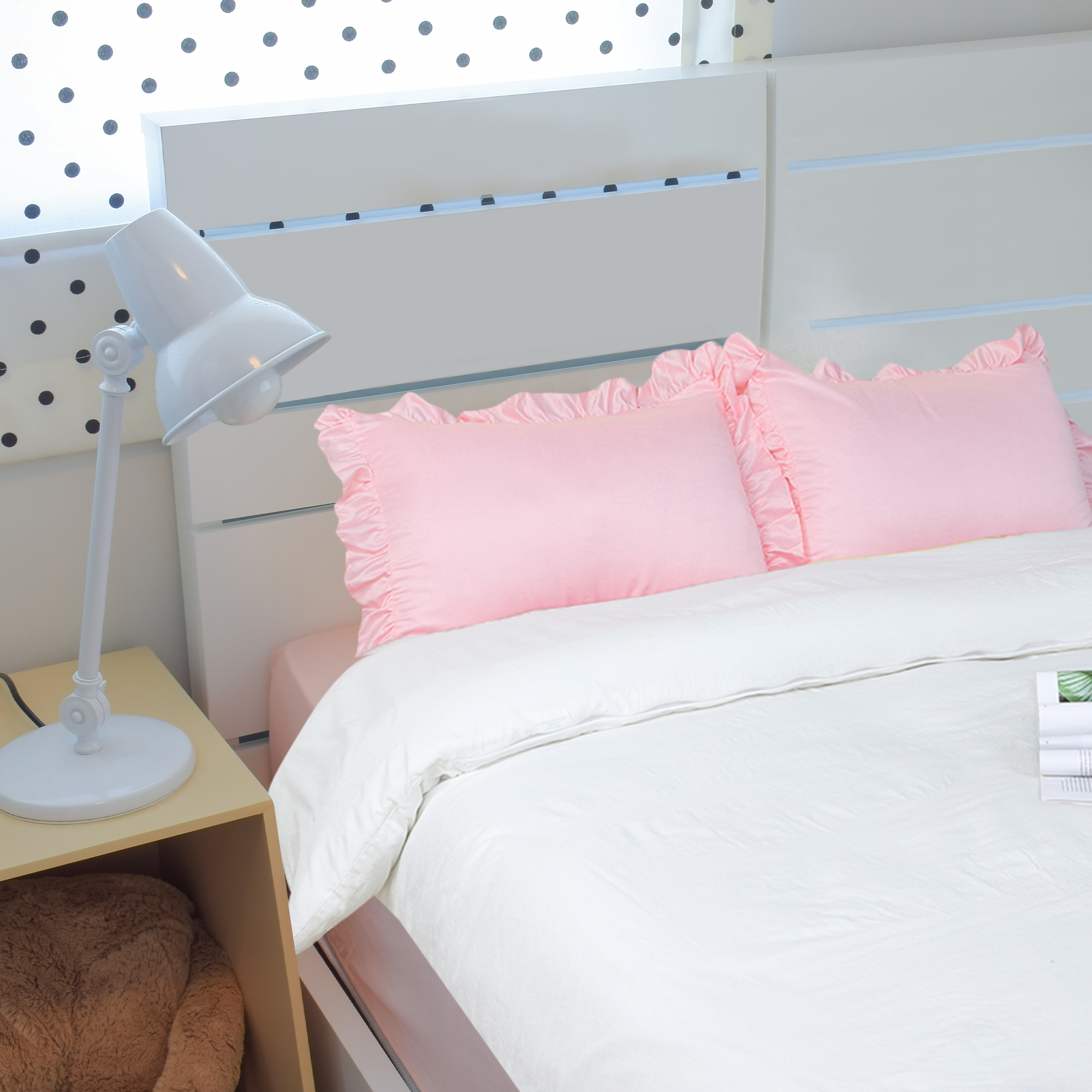 Unique Bargains 2-Piece Satin Ruffled Edge Pillowcases, Boudoir, Pink