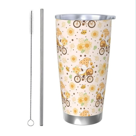 

Vsdgher Cute Bee Gnome1 20 Oz Stainless Steel Vacuum Insulated Travel Mug Coffee Cup for Home Office Outdoor Works Great for Ice Drinks and Hot Beverage -Straw Two-piece Set
