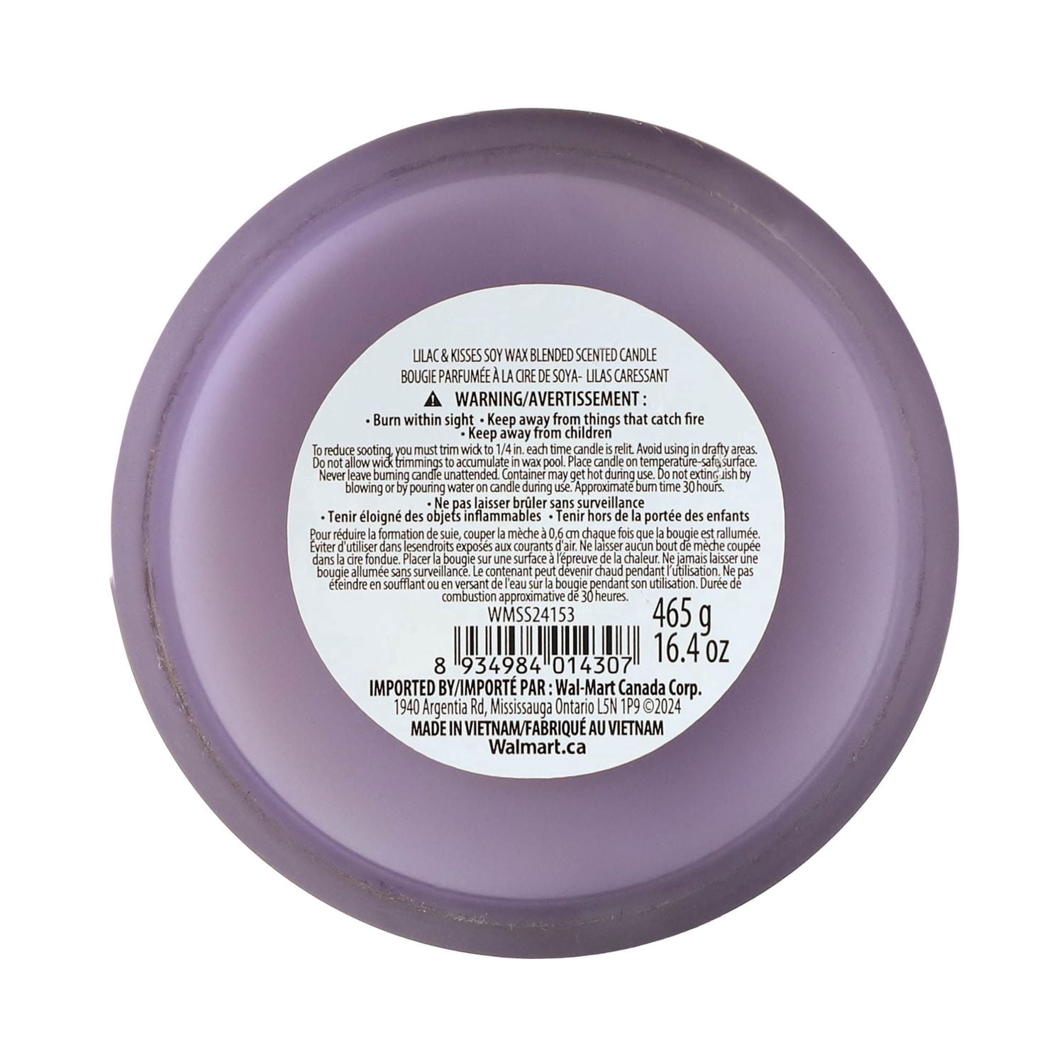 Botanical Light 16.4OZ Lilas et kisses Cire de soja Mélangé Bougie parfumée,3 mèche de coton