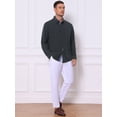 thumbnail image 5 of DARING DIVA Men's Plaid Collar Long Sleeve Button Down Business Dress Shirt Navy Blue 4XL, 5 of 7
