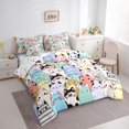 thumbnail image 3 of Homewish Colorful Cartoon Cat 7pcs Bedding Comforter Set,Cute Funny Kitten Queen Bedding Sets,Kawaii Print Queen Sheet Sets For Girls Boys,Super Cozy Room Decor Reversible, 3 of 8