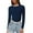 Navy, variant on yuCgh Women's Long Sleeve Slim Fit Color Block Crop Top, Round Neck Base Layer, Stretch Comfort Fit Blouse for Layering,Beige L