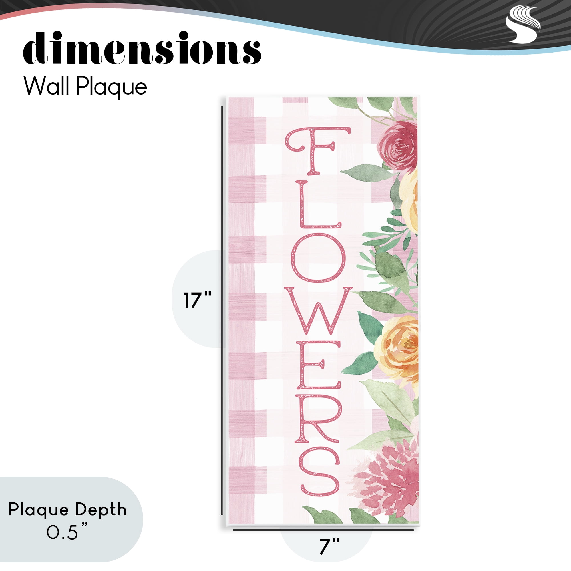 Stupell Industries Pink Gingham & Flowers Wall Plaque Art, design by Lux + Me Designs