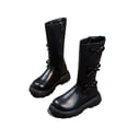 thumbnail image 4 of Willtoo Girls Bow Knee-High Boots With Zipper Fashionable Round Toe Soft Lug Sole Non-Slip Cute Mid-Calf Boots Casual Walking Shoes, 4 of 4