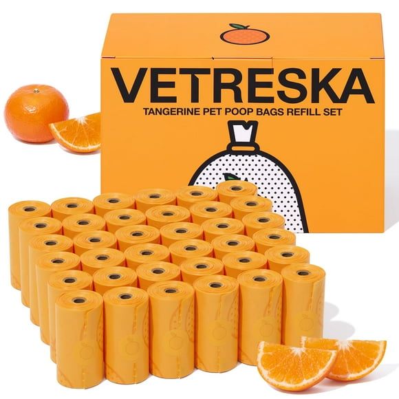 VETRESKA Citrus Scented Dog Poop Bags, Leak Proof, Extra Thick and Large Pet Waste Bags for Dogs Walking, Cat Litter, 540 Count Bags (36 Refill Rolls)