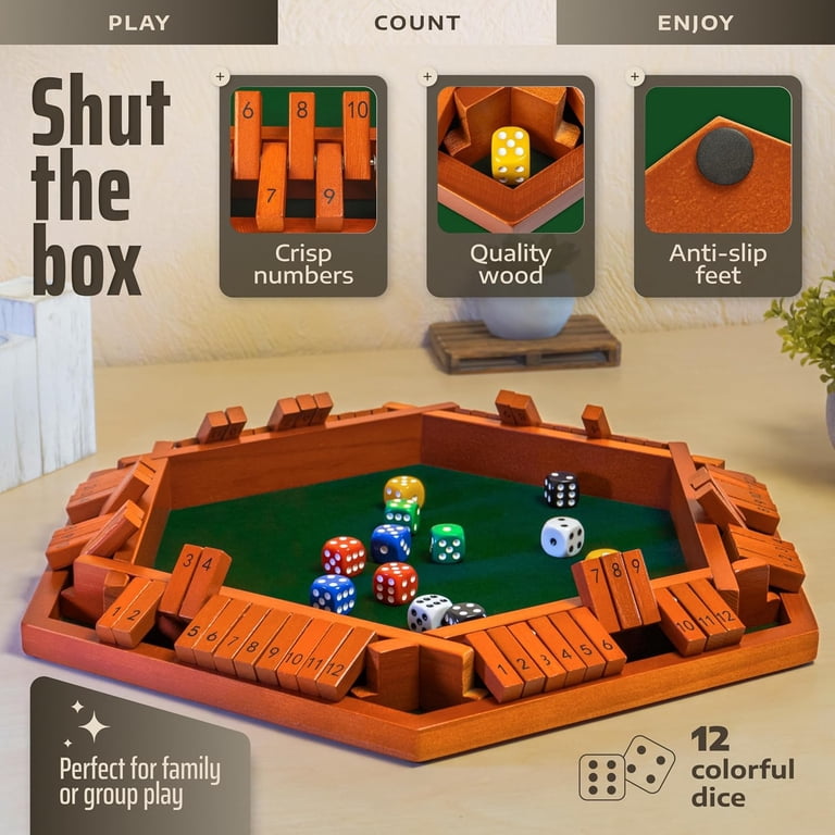 Shut The Box 6 Joueurs Shut The Box Jeu De 4 Joueurs Dés Jeu De Plateau