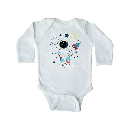 

Inktastic Astronaut The Moon Spaceship and Shooting Star For Light Colors Gift Baby Boy or Baby Girl Long Sleeve Bodysuit
