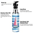 thumbnail image 3 of Yayeee 20oz Insulated Water Bottle Double Wall Stainless Steel with Flip Straw Lid, Green Sailboats, 3 of 7