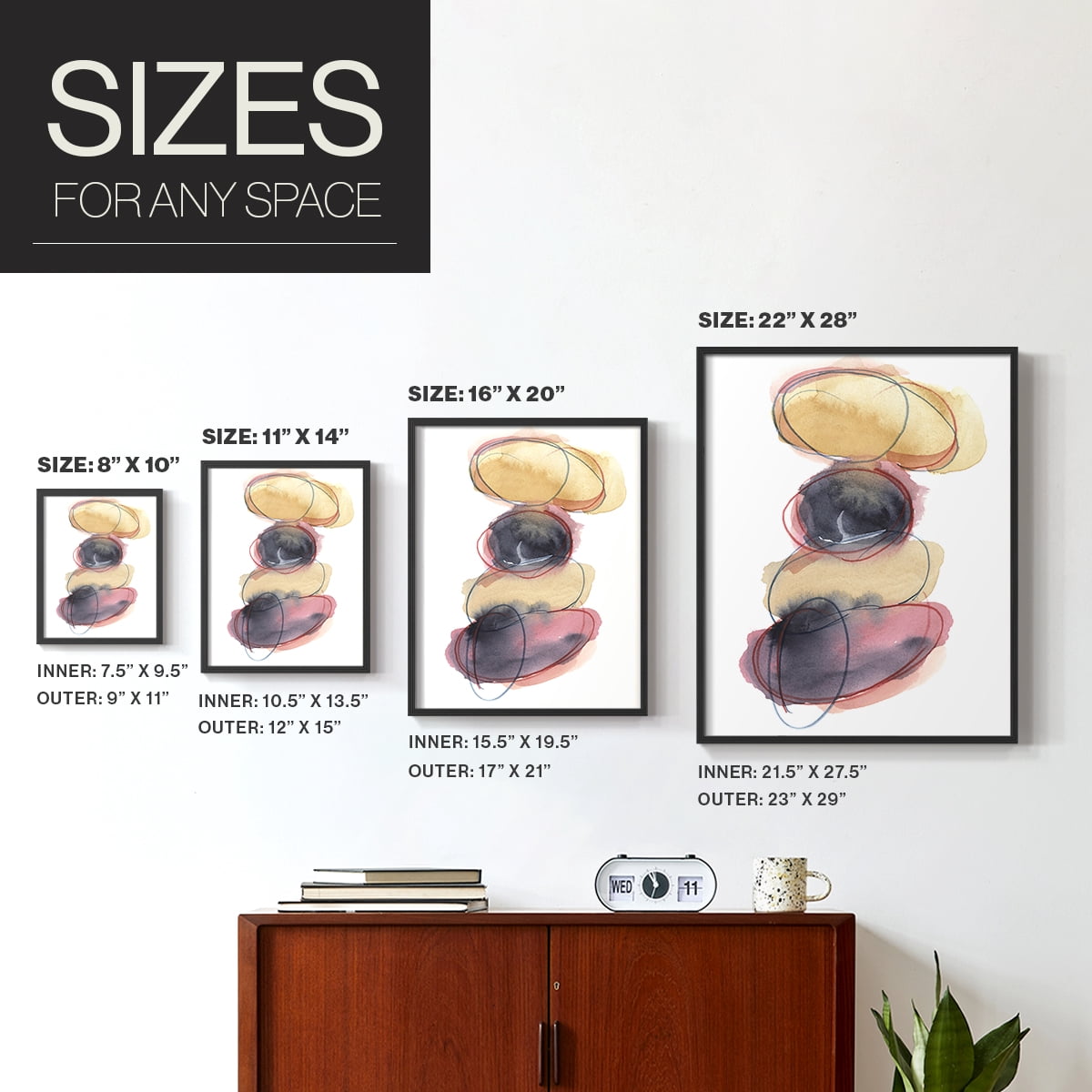 Balancing Act II Framed Print in Black Solid Wood Framed Print No Nail Hanging