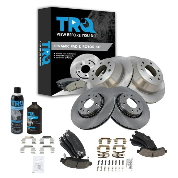 TRQ Ceramic Brake Pad & Rotor Front & Rear Kit w/Chemicals for GM SUV Truck BKA15468 Fits select: 2002-2005 CHEVROLET TRAILBLAZER, 2002-2005 GMC ENVOY