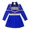 thumbnail image 5 of TiaoBug Kids Cheer Leader Costume Halloween Outfit Long Sleeve Cold Shoulder Cheerleading Dress Royal Blue 8, 5 of 7