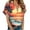 ☃424-Orange, variant on Nuoqisi Women's Hawaiian Print Round Neck Short Sleeve Casual Top - Soft and breathable for vacations, beach parties, and tropical leisure style