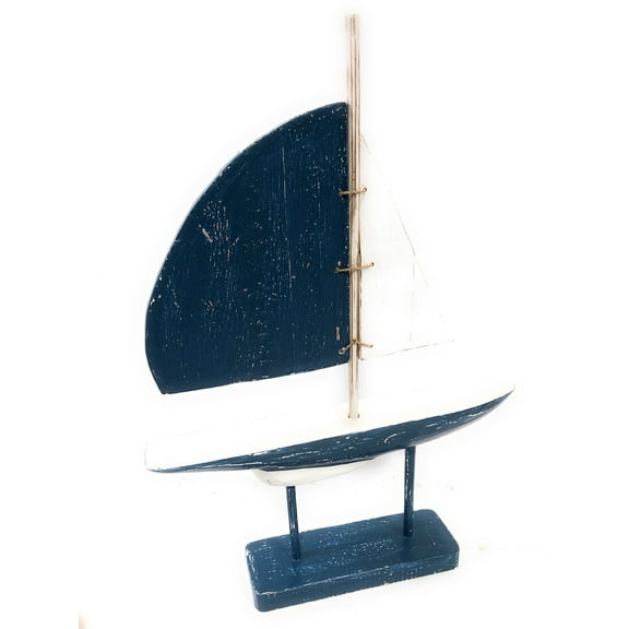 Racing Sailboat 20" Wooden - Red Nautical Decor Accent | #Ort1701948b