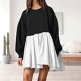 thumbnail image 2 of Robe à Col Rond Froncée pour Femmes Pull Décontracté Quotidien pour les Trajets (Vert Armée S), 2 of 9