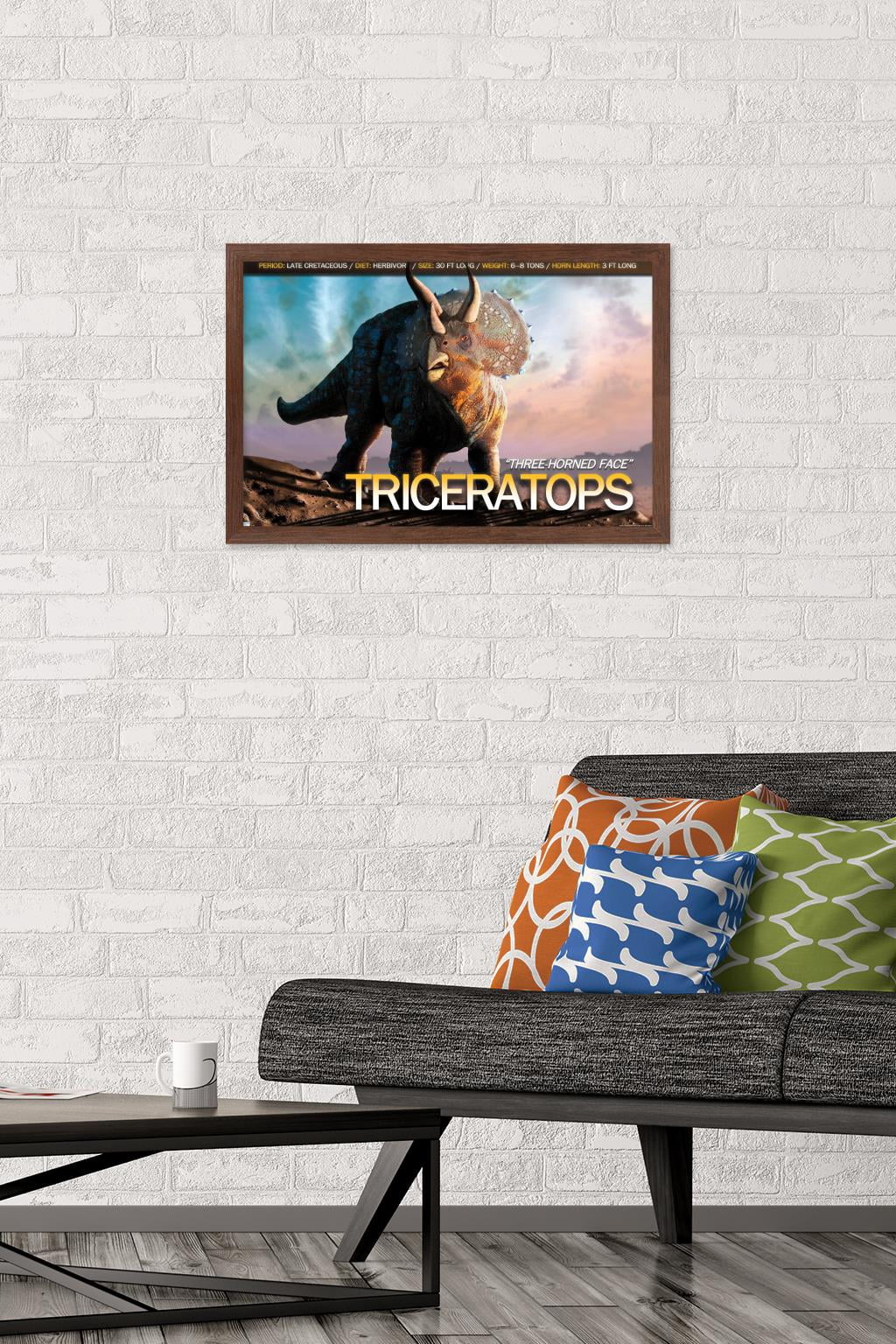 Dinosaurs - Triceratops Wall Poster, 14.725" x 22.375", Framed