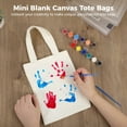 thumbnail image 3 of 24 Pcs Mini Blank Canvas Tote Bags for DIY,Reusable Handbags for Little Ones,Grocery Bags with 12-color Acrylic Paint Set,Small Sack Goody Bags for Arts & Crafts, 3 of 6