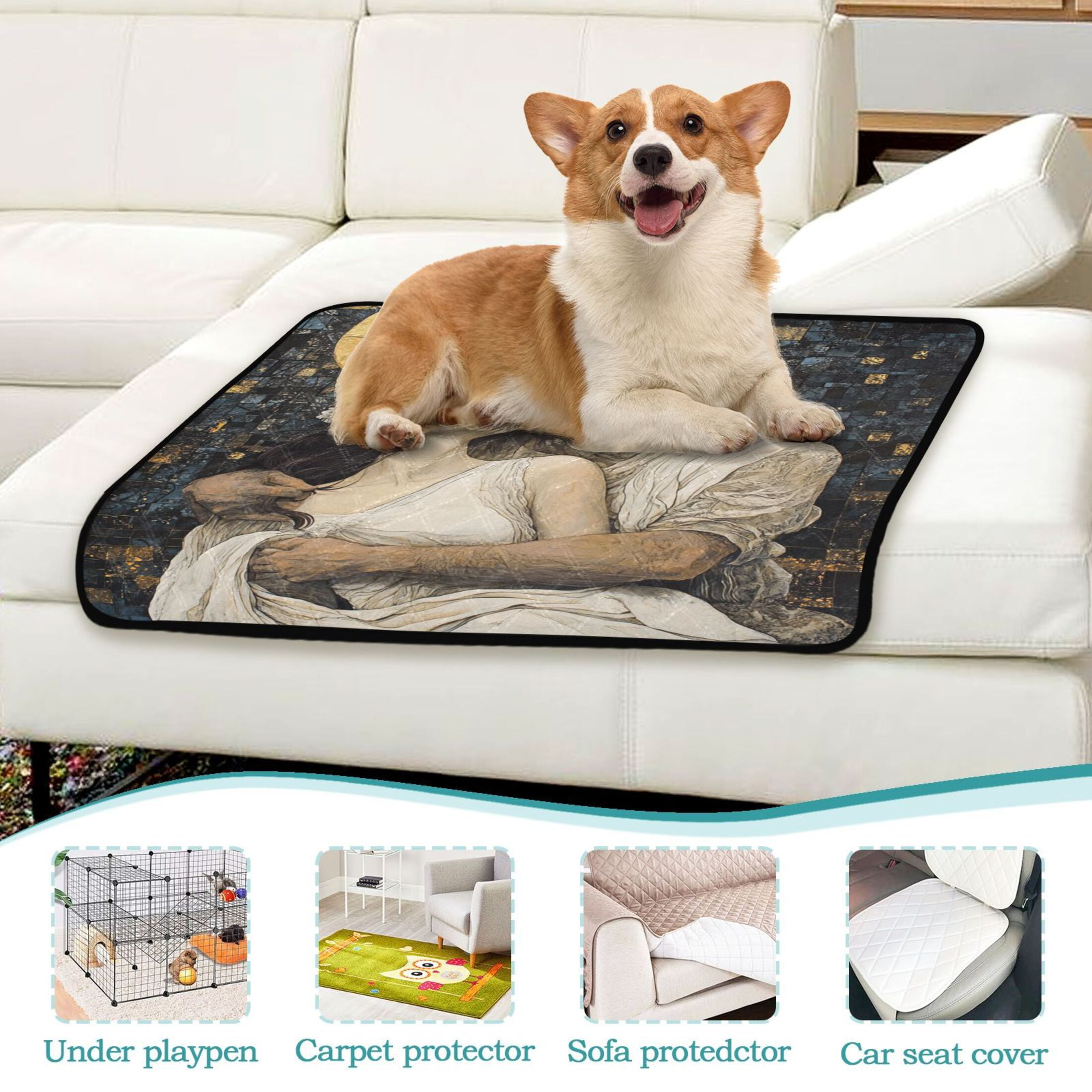 Qxltty The Star and The Maiden Cat litter Pads Pet Set of 3 Diaper Mats Center Anti-leakage Layer Absorbent Soft and Comfortable