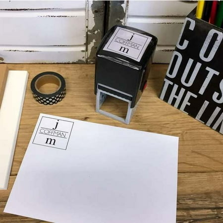 Personalized Square Self Inking Rubber Stamp - Initials simple