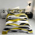 thumbnail image 2 of Manfei Abstract Wavy Stripe Full Size Comforter Sets, Modern Abstract Art Bedding Comforter Set, Yellow, Black and White, Black Reversible 3pcs, 1 Comforter and 2 Pillowcases, 2 of 6