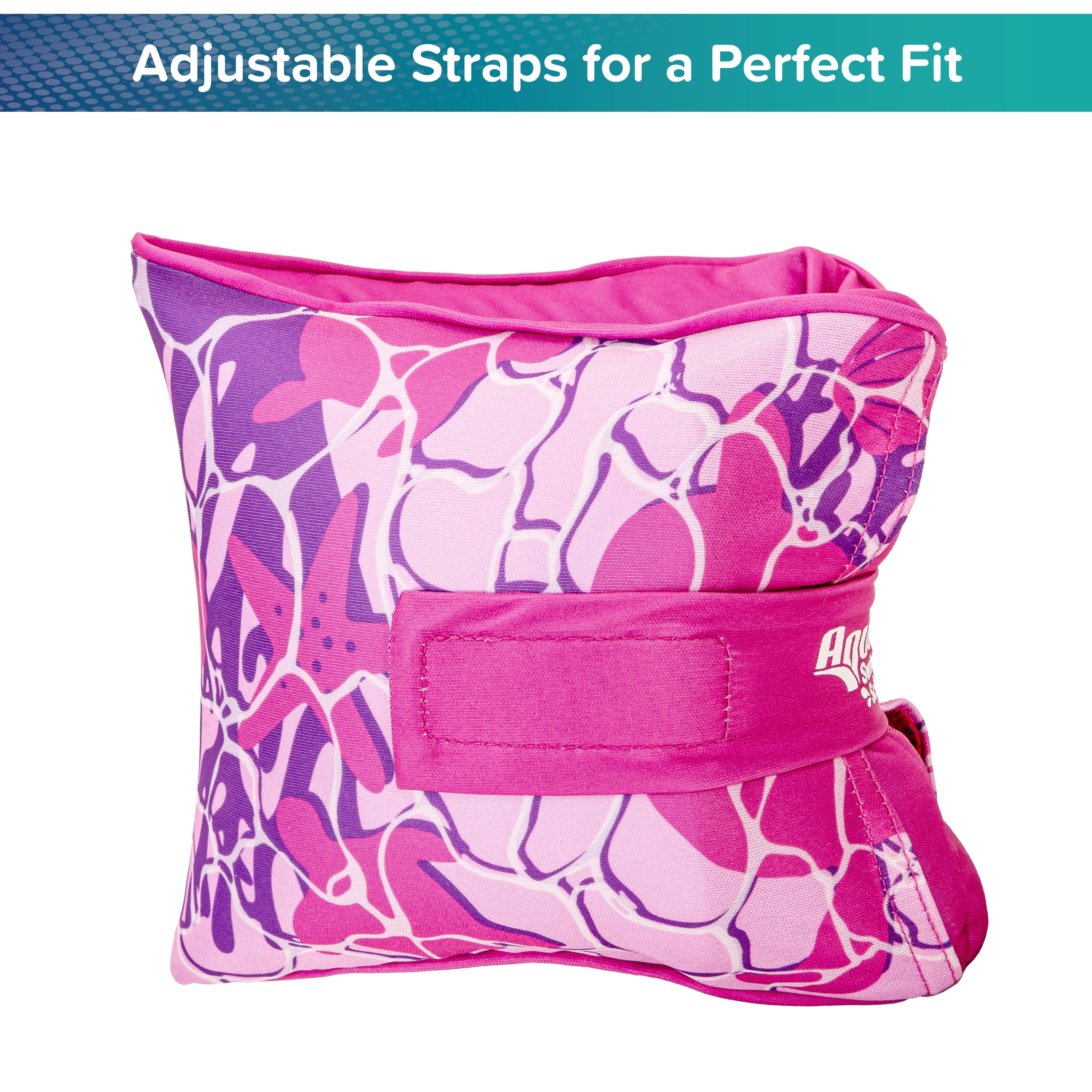 (2 pack) SwimSchool Adjustable Fabric Arm Pool Floats for Children 50-80 lb, Unisex, Pink
