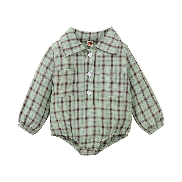 Gibobby ropa para bebe ropa para ninos pequenos camisa de manga larga a cuadros de algodon mono mono con botones para ninos y ninas tops ropa de
