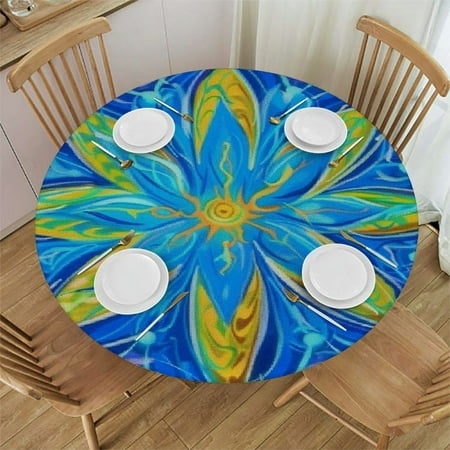 

Qlo0ole Neon Mandala Abstract Colorful Round Fitted Tablecloth Washable Elastic Edged Table Cloth for Tabletop Dining Room Indoor Outdoor Dining Decor 31-35