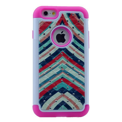TopSave Étui de Protection Bling Diamond Defender 2 en 1 TPU PC Antichoc Armure Pailletée pour Iphone 6/6s Plus,01