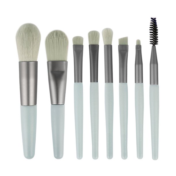 Pinceles de maquillaje con mango de plástico Polvo impermeable Fundación Maquillaje de sombra de ojos Conjunto Soft Cepillo Profesional Herramientas Oscuro Azul Tipo 2 Paquete de 8 Advancent CE001702-06