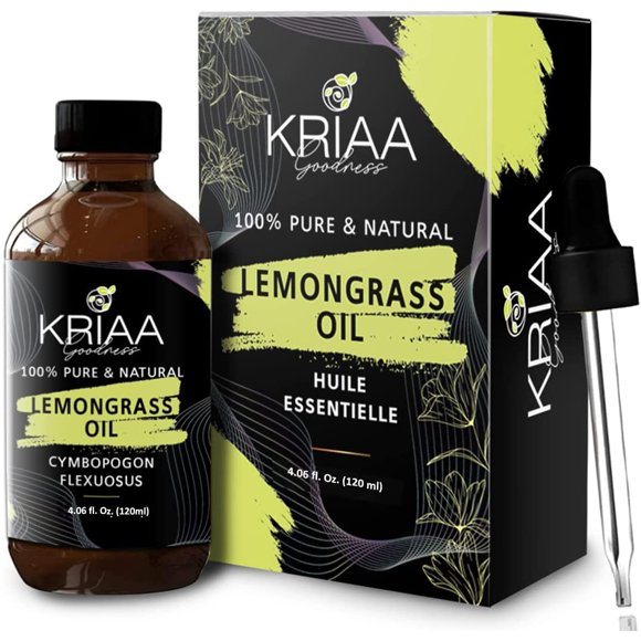 KRIAA Goodness Lemongrass Essential Oil 120 ml with Glass Dropper