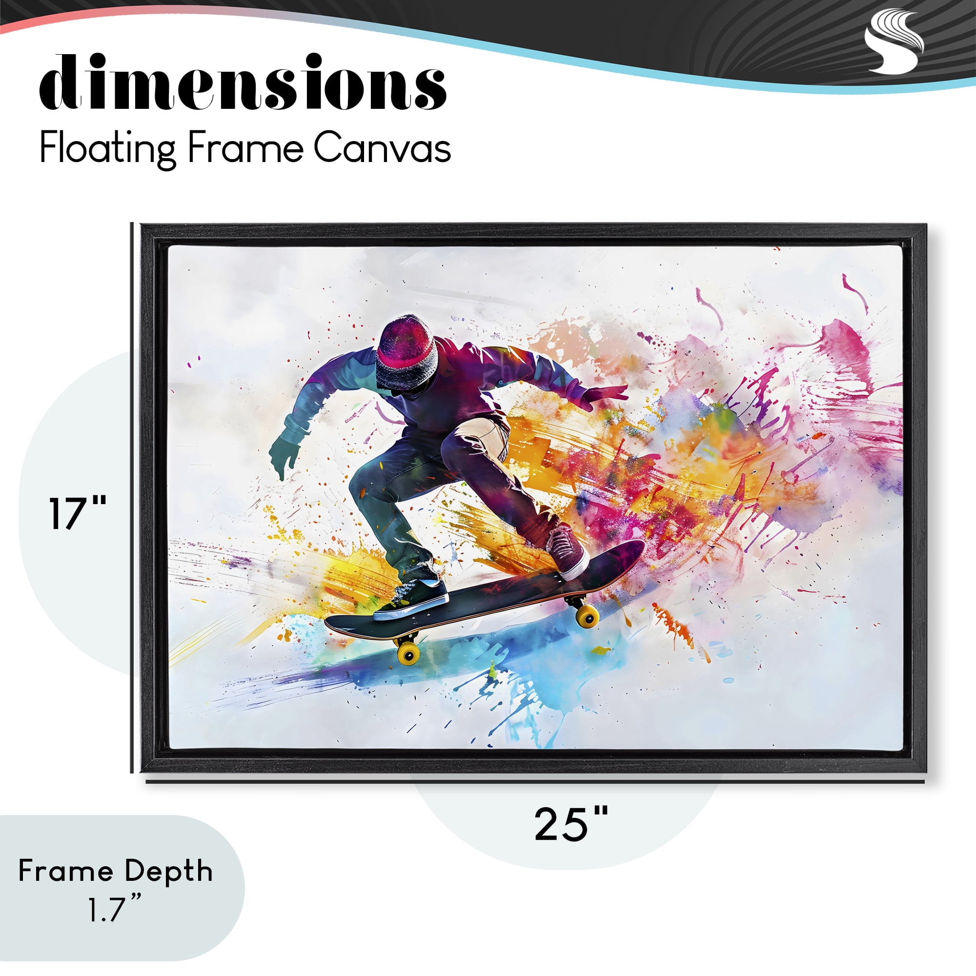 Stupell Industries Skateboarder in Motion Black Framed Floater Canvas Wall Art, design by Creative Studio
