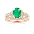 thumbnail image 5 of Angara Natural 1.1 Ct. Emerald with Diamond Vintage Inspired Ring in 14K Rose Gold for Women (Ring Size: 11.5), 5 of 11