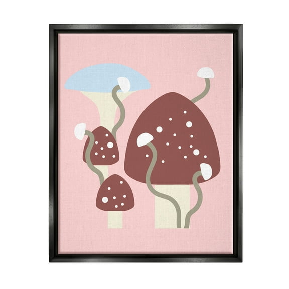 Stupell Industries Pop Mushrooms on Pink Botanical & Floral Painting Black Floater Framed Canvas Art Print Wall Art, 17 x 21