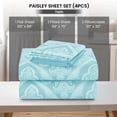 thumbnail image 4 of Lux Decor Twin 4 Piece Bed Sheet Set - Paisley Printed Microfiber Sheets, Ultra Soft, Deep Pocket, Wrinkle-Free, Breathable, OEKO-TEX Certified - Twin, Blue, 4 of 9