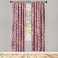 thumbnail image 3 of Ambesonne Floral Curtains, Flowery Meadow Spring Print, Pair of 28"x63", Lavender Salmon and Pink, 3 of 5