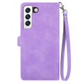 thumbnail image 2 of SaniMore Case for Samsung Galaxy S22 6.1" 2022, PU Leather Zipper Wallet Detachable Lanyard Retro Embossed Flower Crad Slots Flip Kickstand Full Body Protective Drop-proof Case, Purple, 2 of 14