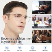 MARE AZZURO Reading Glasses 1.00 Men Oversize Square Readers for Large Head 1.0 1.25 1.5 1.75 2.0 2.25 2.5 2.75 3.0 3.5 4.0 5.0 6.0 (Transparent, 100), Polycarbonate Lens