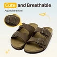 thumbnail image 2 of Leather Sandals For kids With Soft Cork Footbed, kids Slip On Clog Mules With Adjustable Double Buckle, Open Toe Flat Slide Shoes, Summer Outdoor Back Strap Slipper, 2 of 5