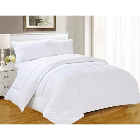 2-PC 899 Twin White Down Alternative Comforter Set, 100% EGYTION COTTON DUVET INSERT for All Season with Pillow (Best Comforter For Allergies)