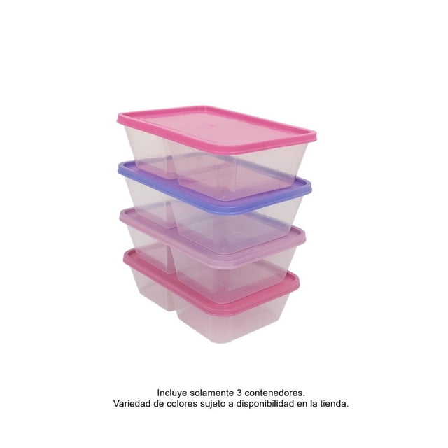 Prichos Juego de 3 Contenedores Rectangulares Altos de Plástico Varios Modelos de 700 ml