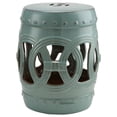 thumbnail image 2 of Outsunny 14" x 17" Ceramic Garden Stool with Double-Coin Knotted Ring Design & Strong Glazed Material, Antique Blue, 2 of 9