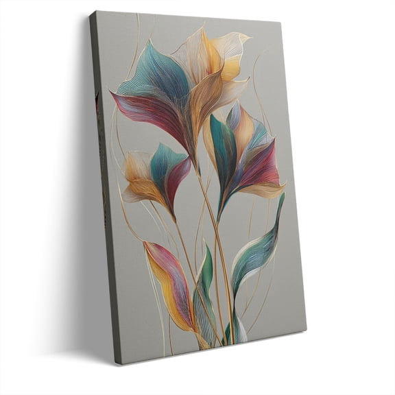 Topbout Art Abstract Floral Line Modern Glam Canvas Wall Art Gallery Wrapped for Living Room