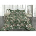 thumbnail image 2 of Ambesonne Exotic Quilted Bedspread Set 3 Pcs, Watercolor Bird Strelitzia, Queen, Olive Green Pale Rust, 2 of 4