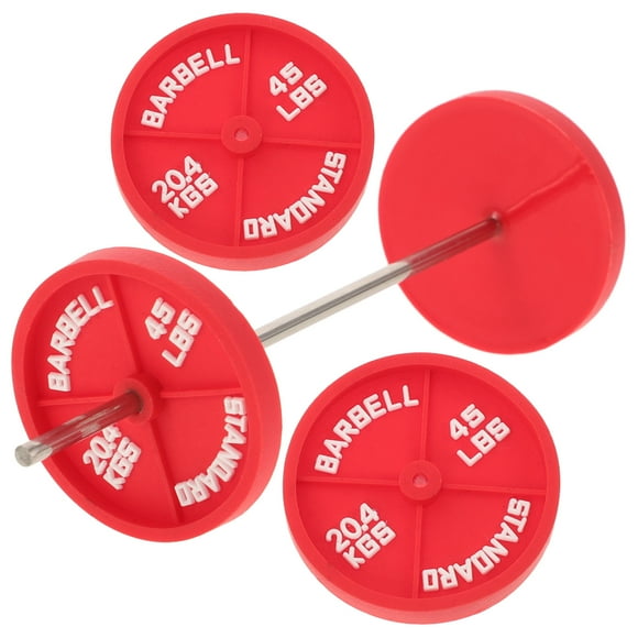 Shisuyan Haltères Miniatures Accessoires de Maison de Poupée Petit Ornement de Mise en Forme Mini Jouet Modèles de Barre pour Décoration de Gym de Maison de Poupée pour Bureau Étagère Rouge