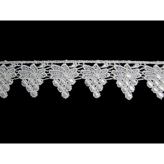 Altotux 1.25" White Dangling Grapes Vine Venice Lace Trim By 2 Yards